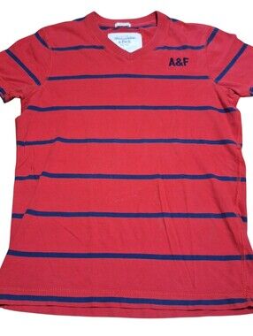 Abercrombie & Fitch Muscle Mens Small preppy red blue striped thick tshirt tee